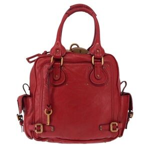 CHLOE Paddington Red Leather Large Bag Comes with: Padlock, Key, COA, Dust Bag